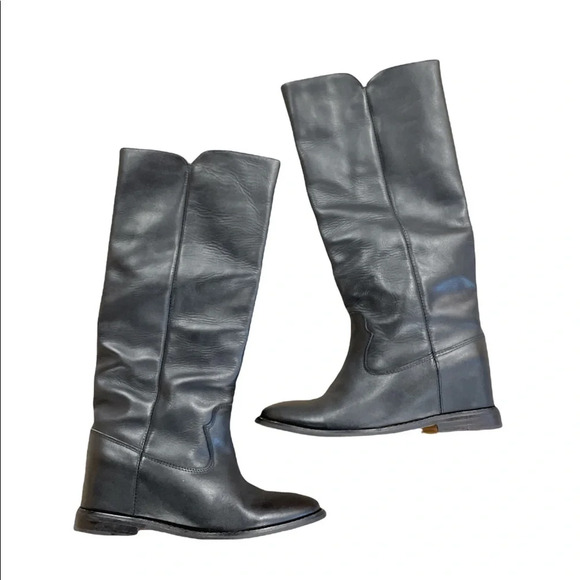 Isabel Marant Black Chess Leather Tall Boots Women's EU 37 Made in Portugal - Picture 4 of 16